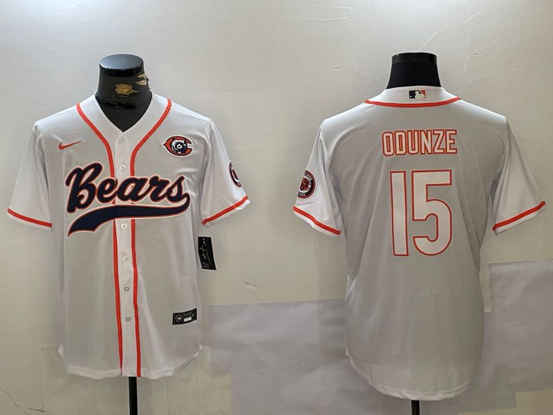 Men Chicago Bears #15 Odunze White Joint Name 2024 Nike Limited NFL Jersey style 1